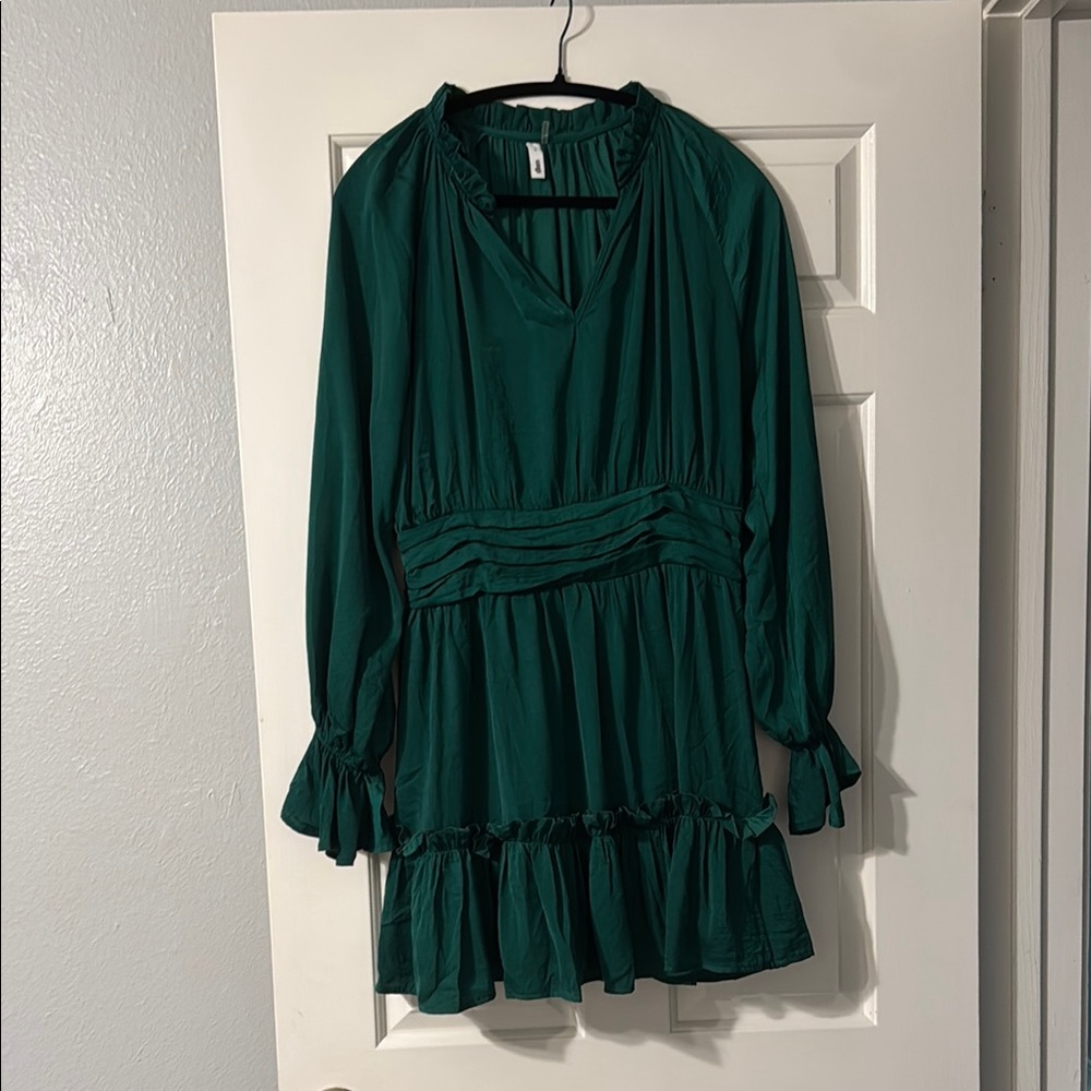 Glam Green Ruffle Dress